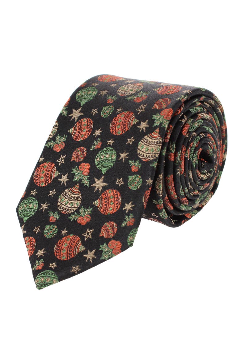 Melchior Christmas Ornament Novelty Holiday Necktie, Main, color, Black