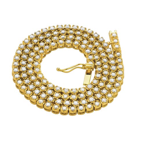 Luvmyjewelry Lmj 14k Yellow Gold Diamond Tennis Chain In 14k Yellow Gold