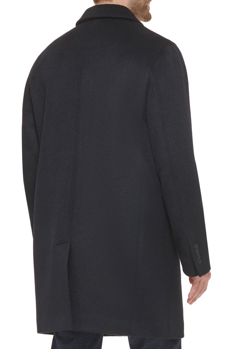 Classic Wool Blend Plush Notched Collar Coat, Alternate, color, NAVY