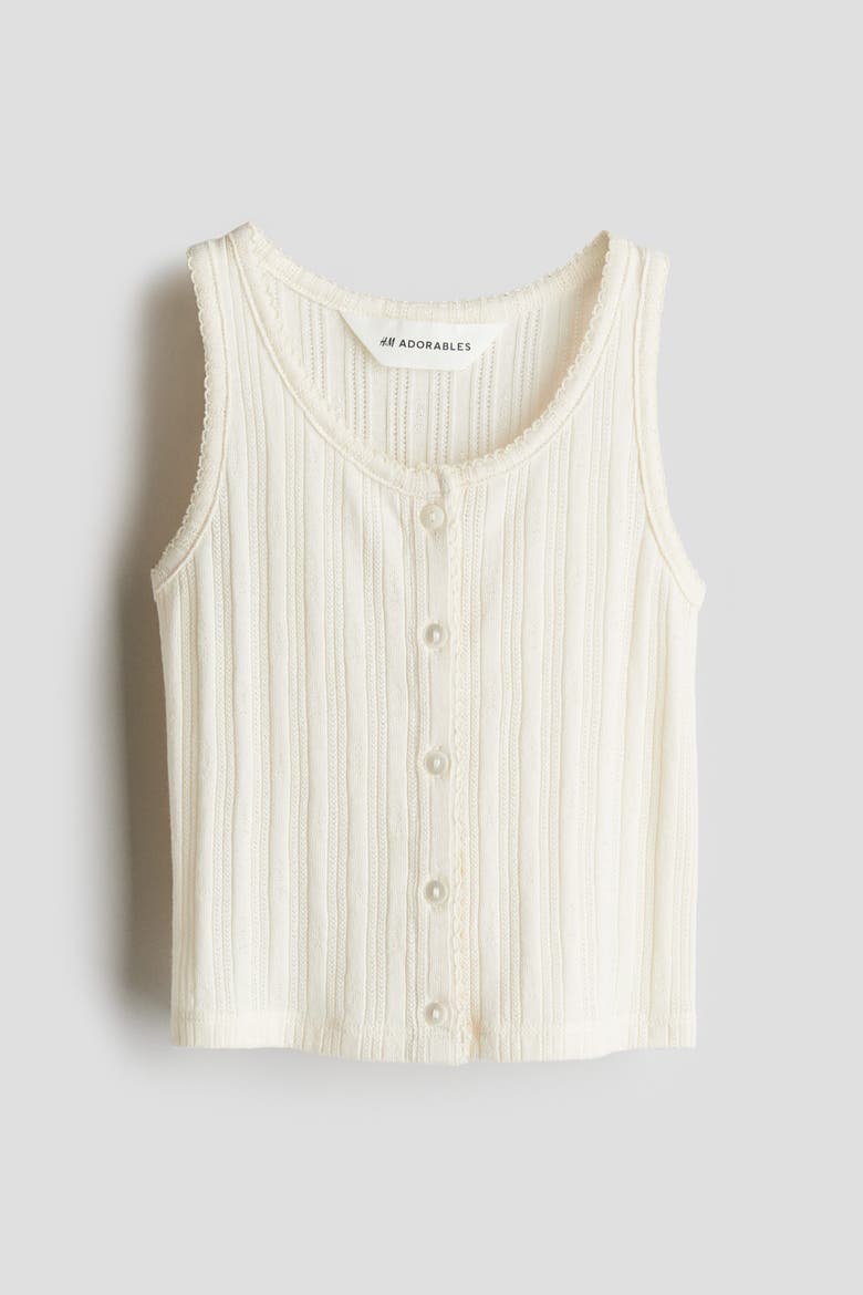 Pointelle Jersey Vest Top, Alternate, color, Cream