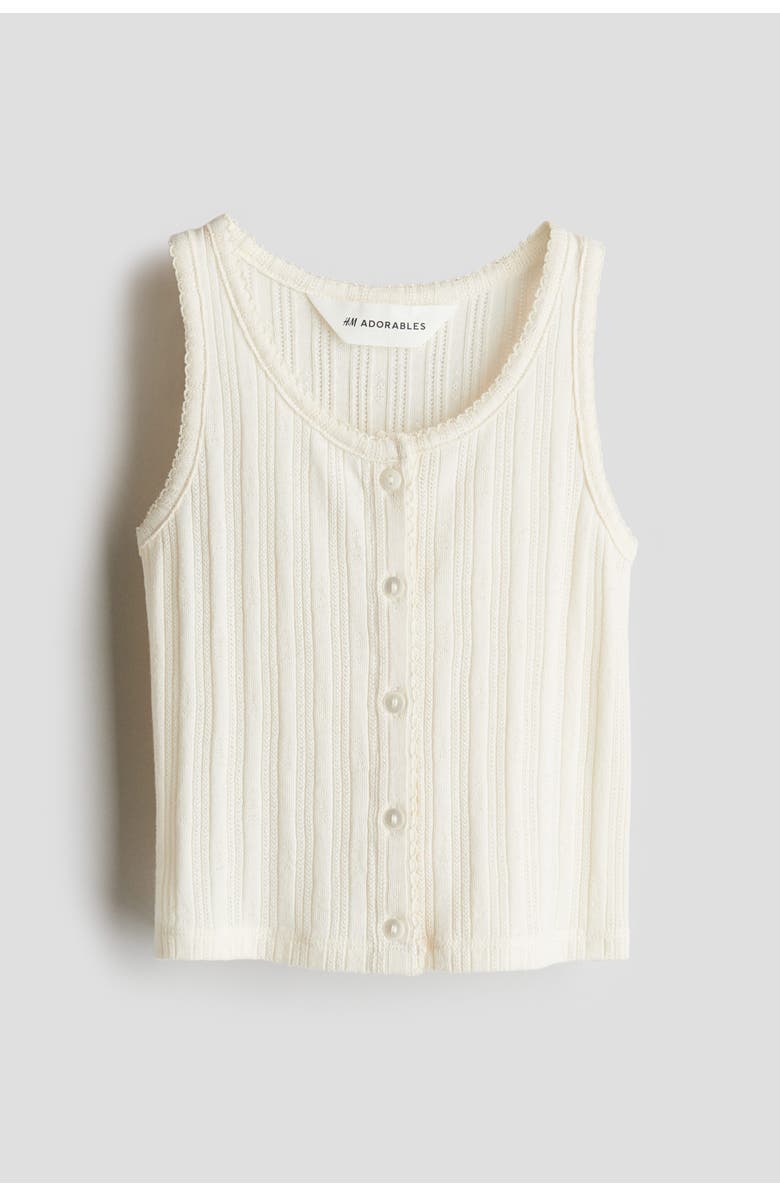 H&M Pointelle Jersey Vest Top, Alternate, color, Cream