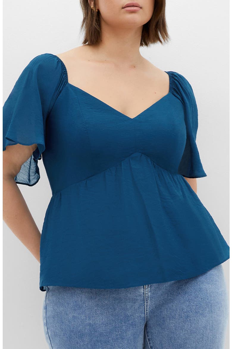Marci Flutter Sleeve Top, Main, color, POSEIDON