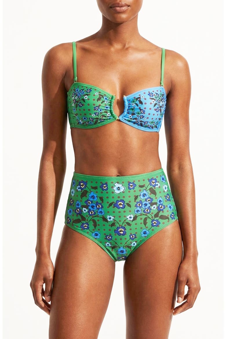Polka Bloom Reversible Bandeau Top, Main, color, Green