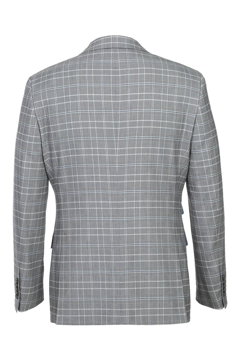 Plaid Two Button Peak Lapel Trim Fit Suit, Alternate, color, GRAY