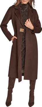 Donna Karan New York Wool Blend Buckle Coat