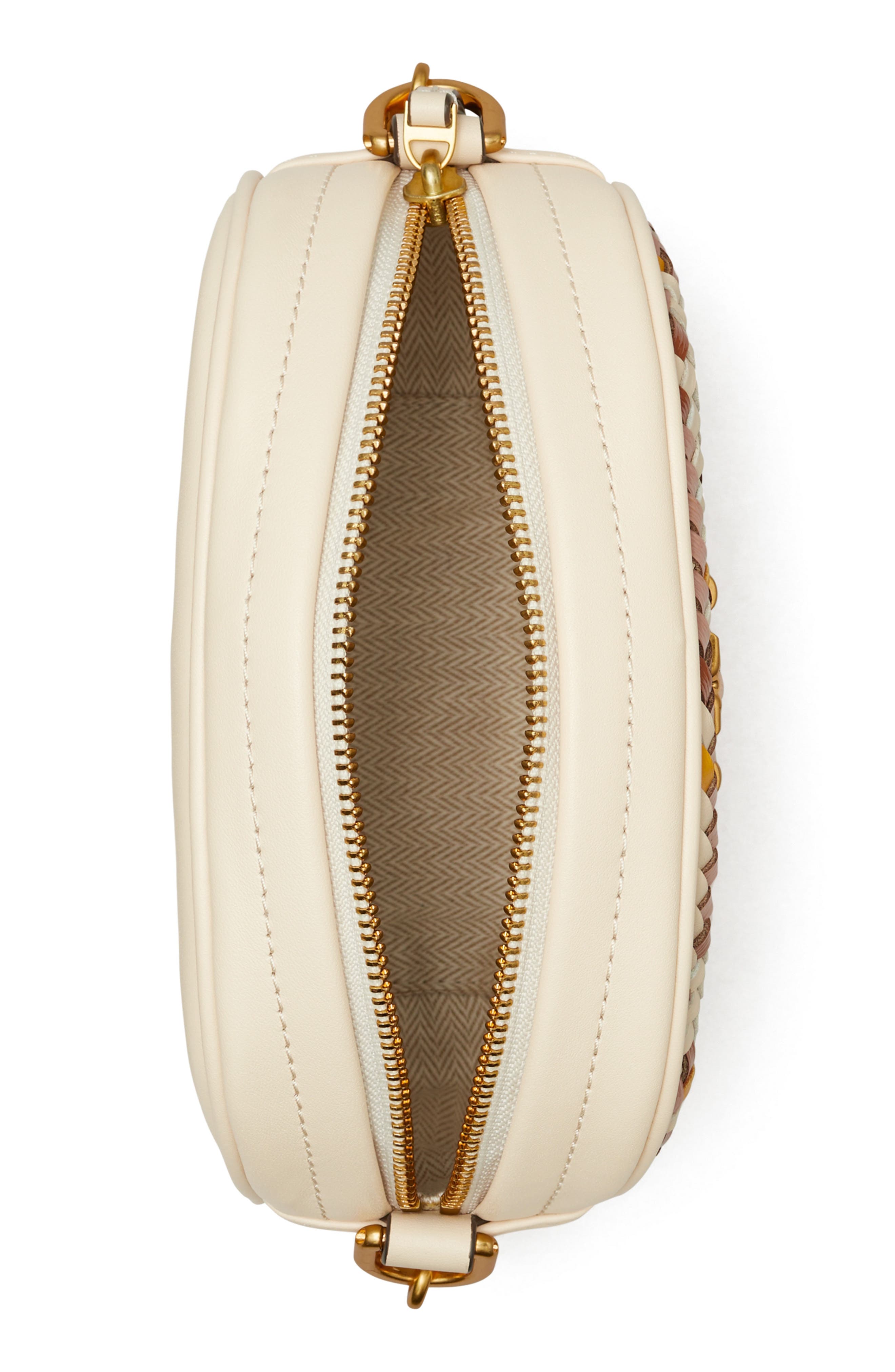 Tory Burch Small Kira Woven Leather Camera Bag, Alternate, color, 