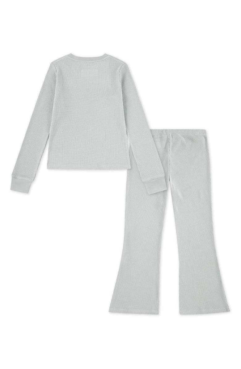 abercrombie kids Kids' Waffle Knit Flare Pajamas, Alternate, color, Pale Green
