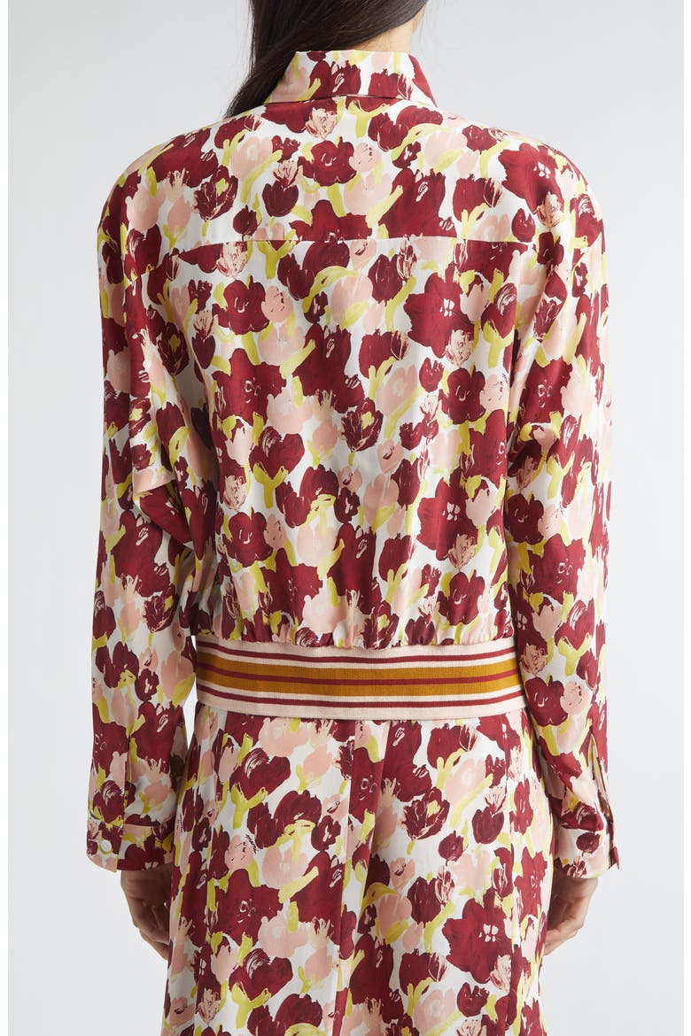 Secret Bouquet Print Silk Crêpe de Chine Shirt Jacket, Alternate, color, SBW01 LILI WHITE