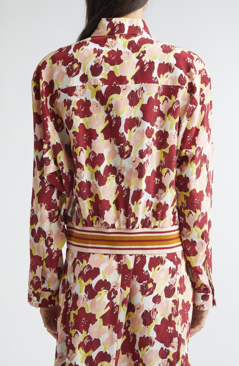 Marni Secret Bouquet Print Silk Crêpe de Chine Shirt Jacket, Alternate, color, Sbw01 Lili White