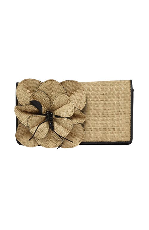 Anne Fontaine Raffia Flower Shoulder Bag In Brown