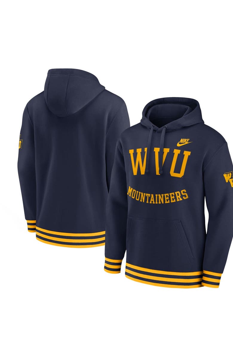 Nike Men's Nike Navy West Virginia Mountaineers Legacy Retro Pullover Hoodie, Main, color, 