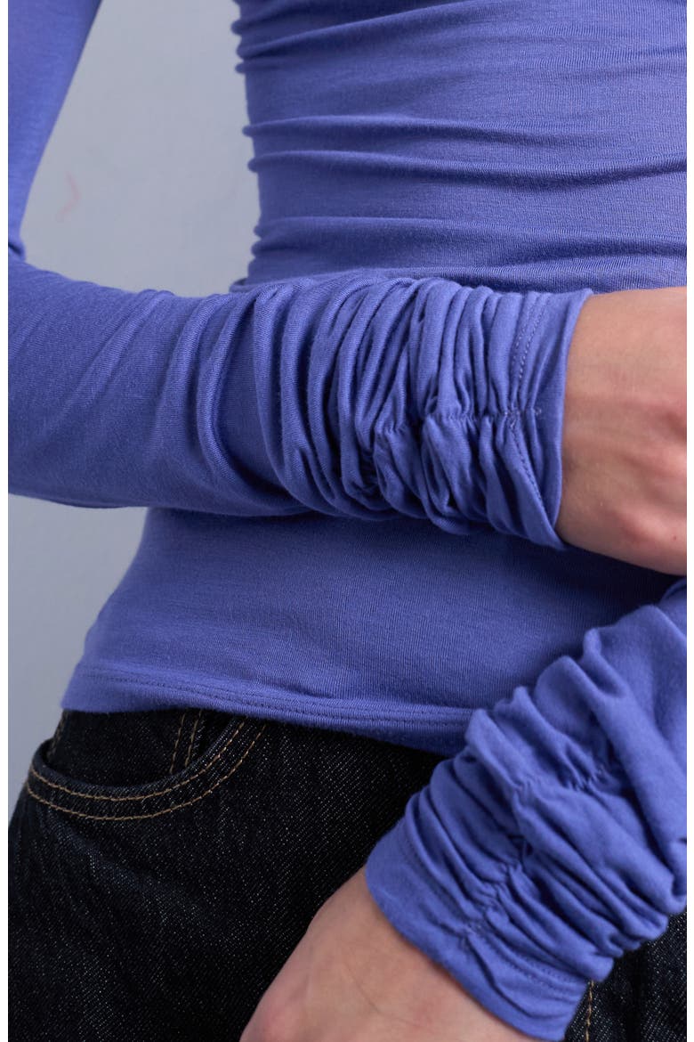 Funnel Neck Long Sleeve Top, Alternate, color, PURPLE