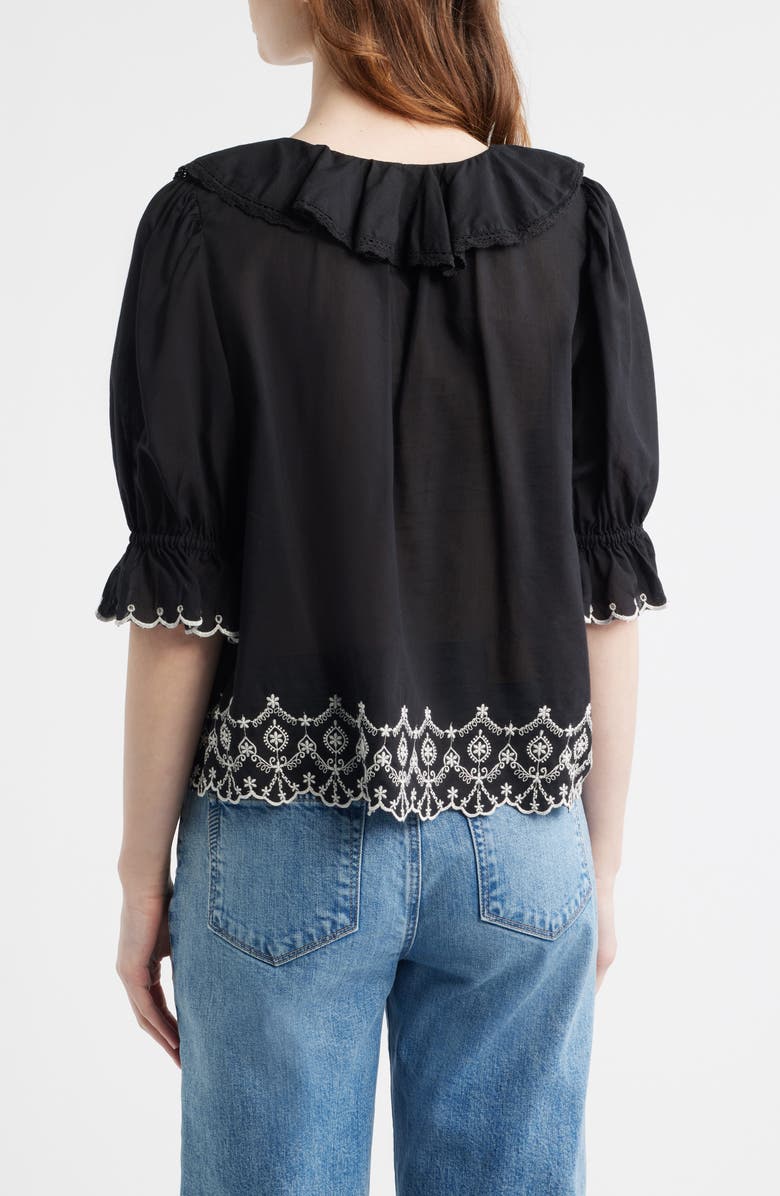 Madewell Ruffle Puff Sleeve Top, Alternate, color, Jet Black
