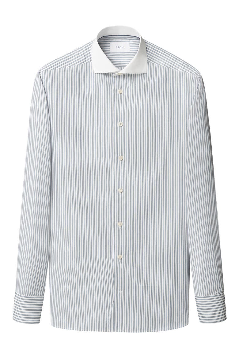 Slim Fit Stripe Twill Cotton Dress Shirt, Alternate, color, LIGHT BLUE