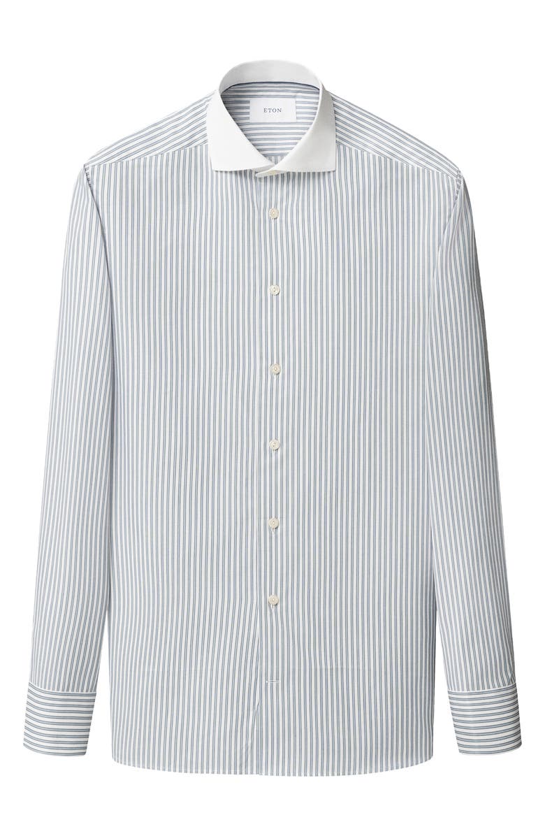 Eton Slim Fit Stripe Twill Cotton Dress Shirt, Alternate, color, Light Blue