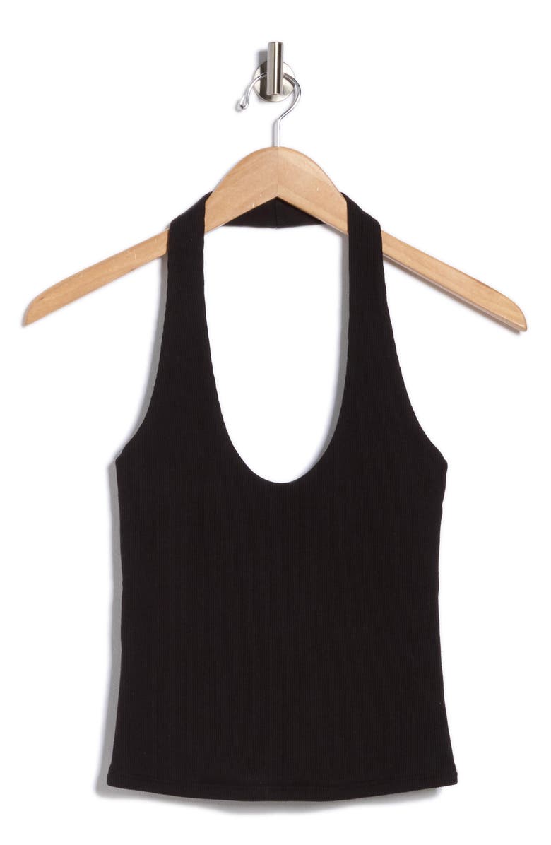 Abound Rib Knit Halter Top, Alternate, color, Black