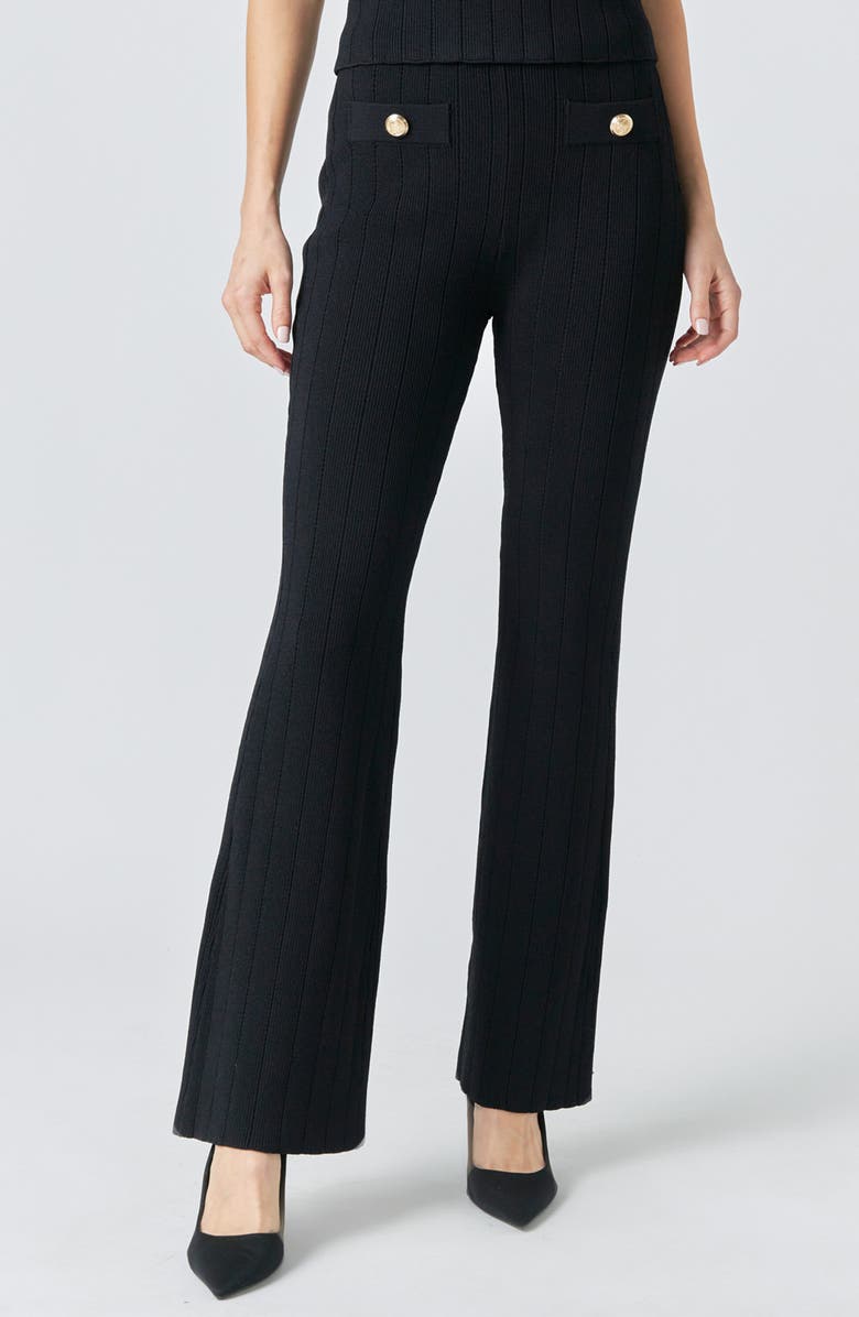 Endless Rose Ribbed Knit Flared Pants, Main, color, 