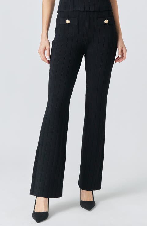 Ribbed Knit Flared Pants