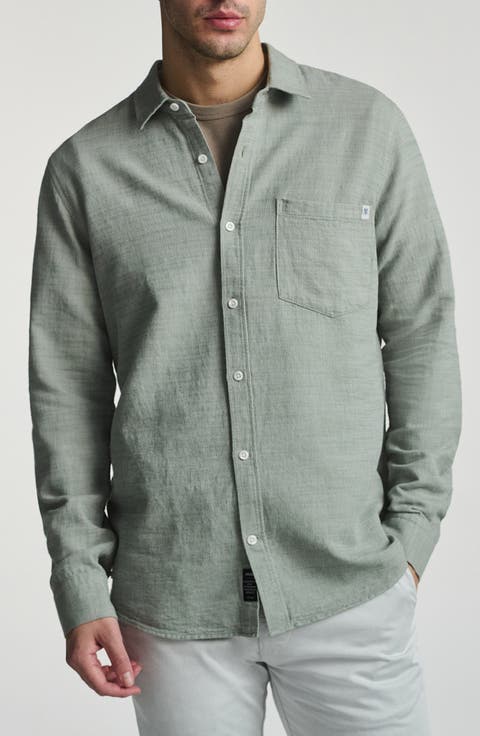 Texture Cotton Button-Up Shirt