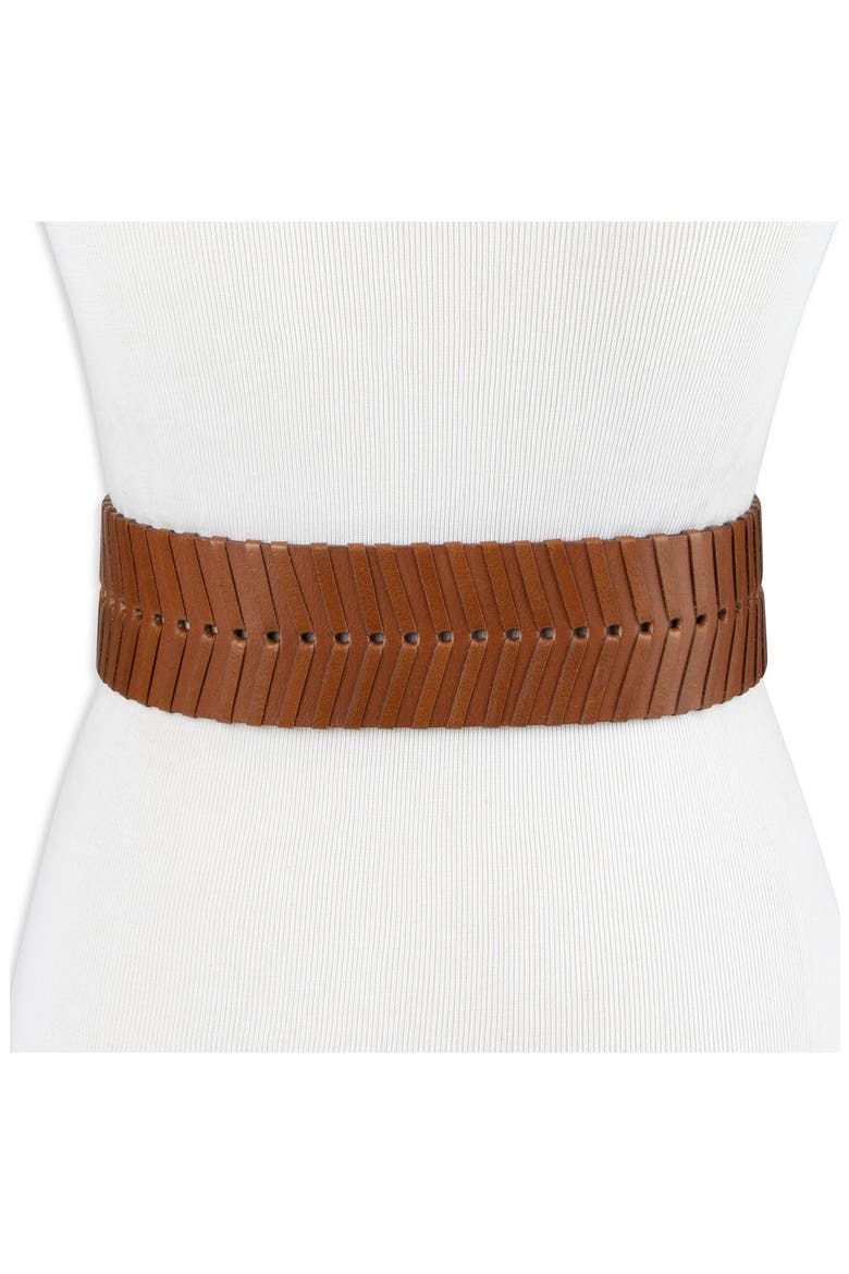 Laced Leather Belt, Alternate, color, TAN