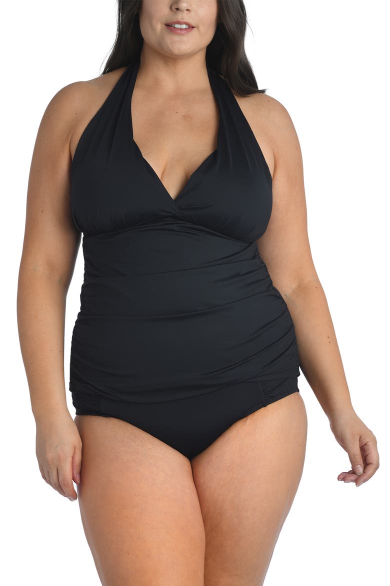 Halter Tankini Top, Main, color, BLACK