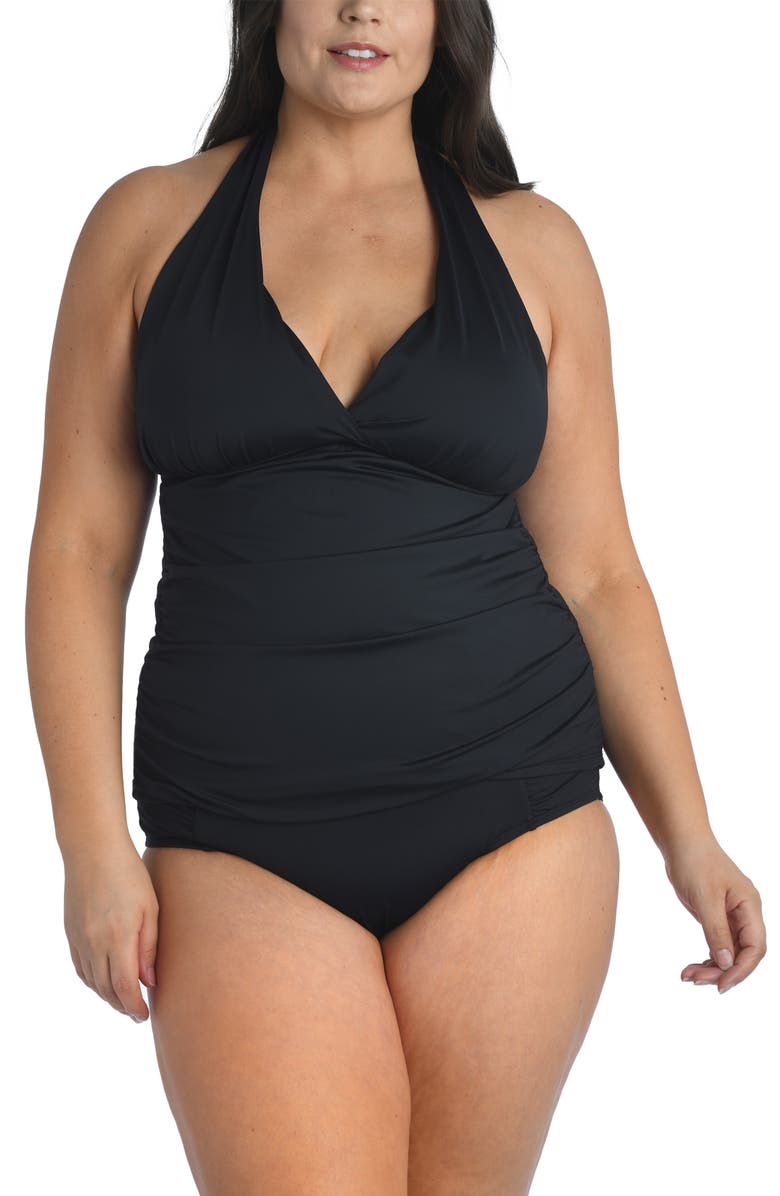 La Blanca Halter Tankini Top, Main, color, Black