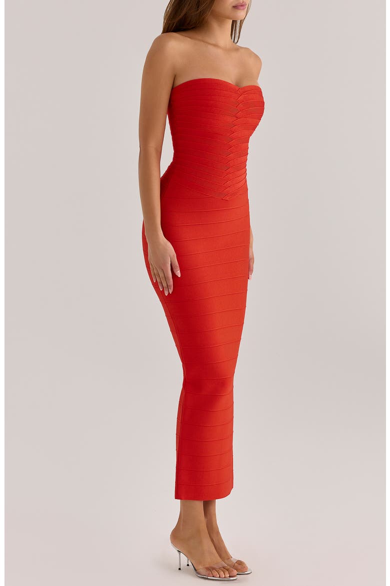 The Sweetheart Strapless Bandage Dress, Alternate, color, RED