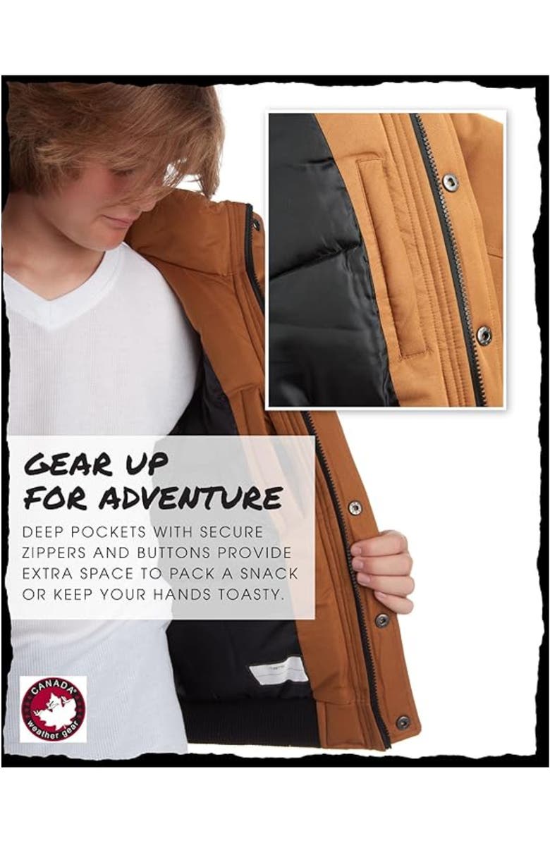 CANADA WEATHER GEAR Boys' Winter Bomber Jacket, Alternate, color, Oak