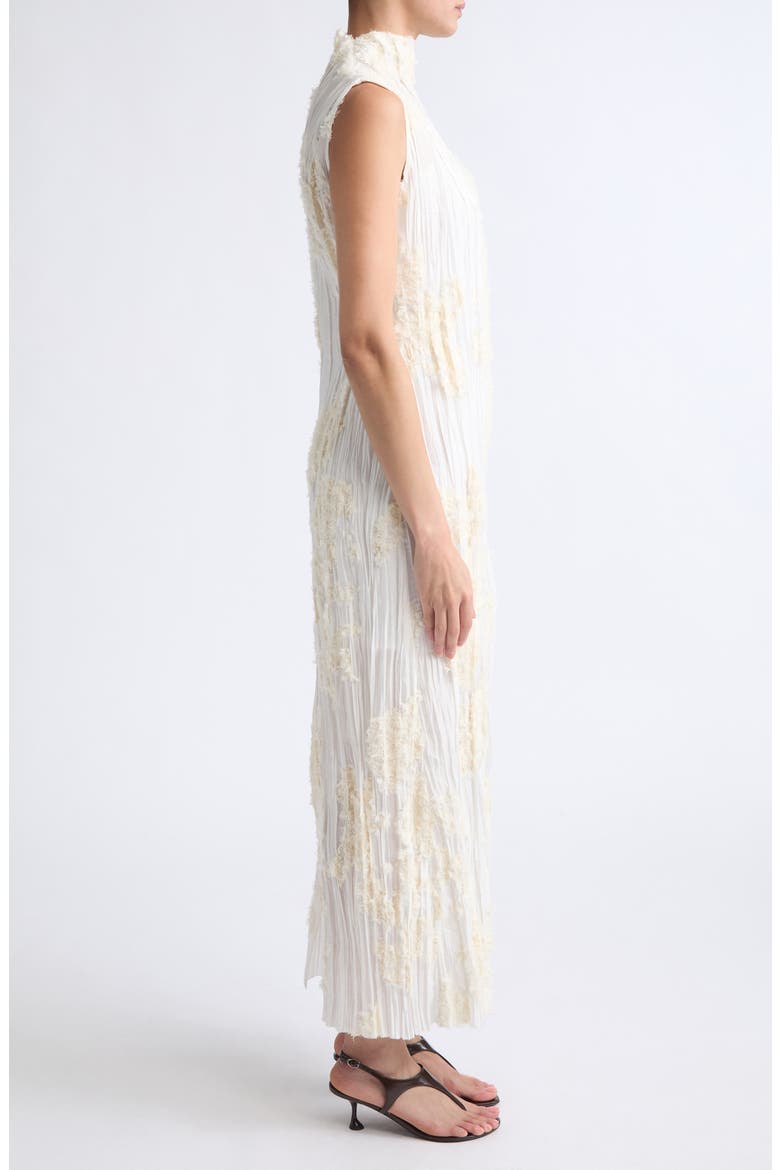 Nala Cotton & Silk Blend Eyelash Plissé Gown, Alternate, color, CREMA