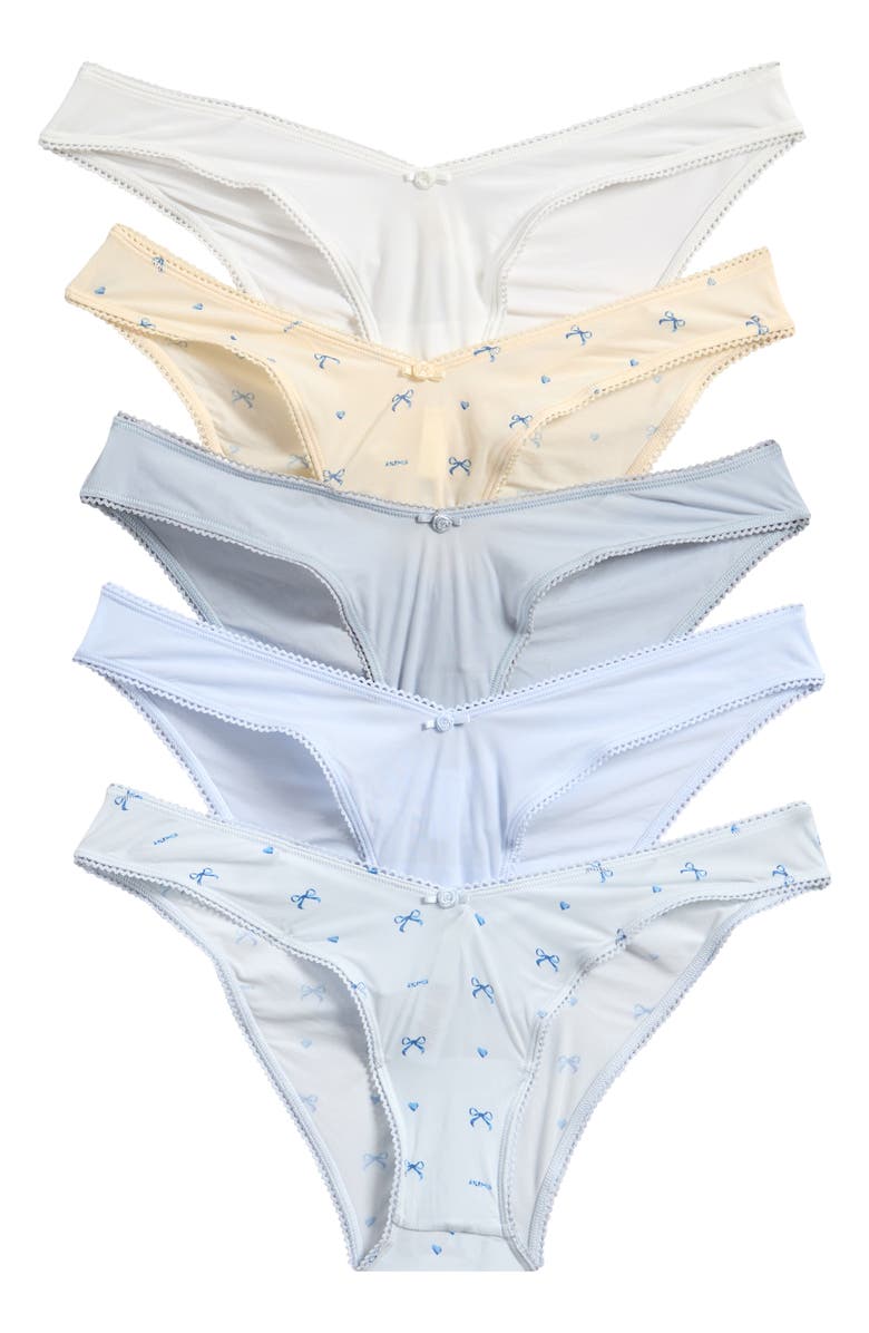 SKIMS 5-Pack Fits Everybody Assorted Picot Tangas, Main, color,