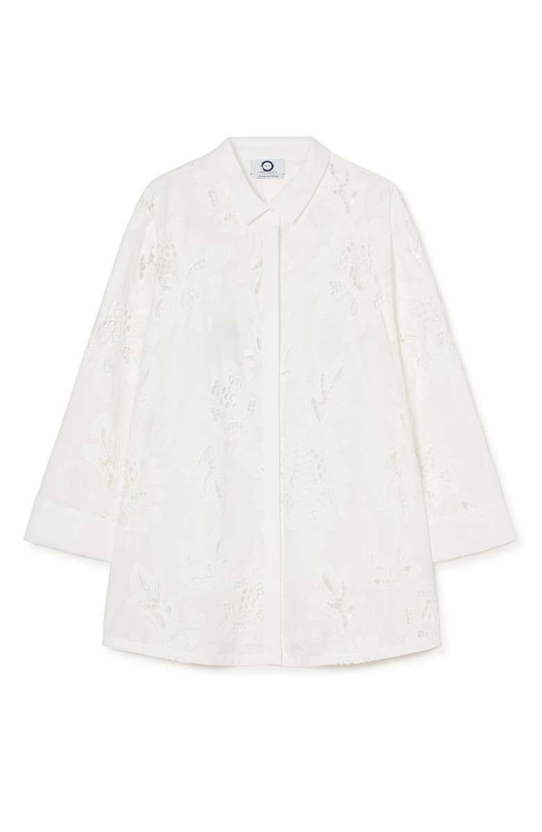 Marina Rinaldi Tessile Embroidered Eyelet Tunic Shirt, Alternate, color, Optical White