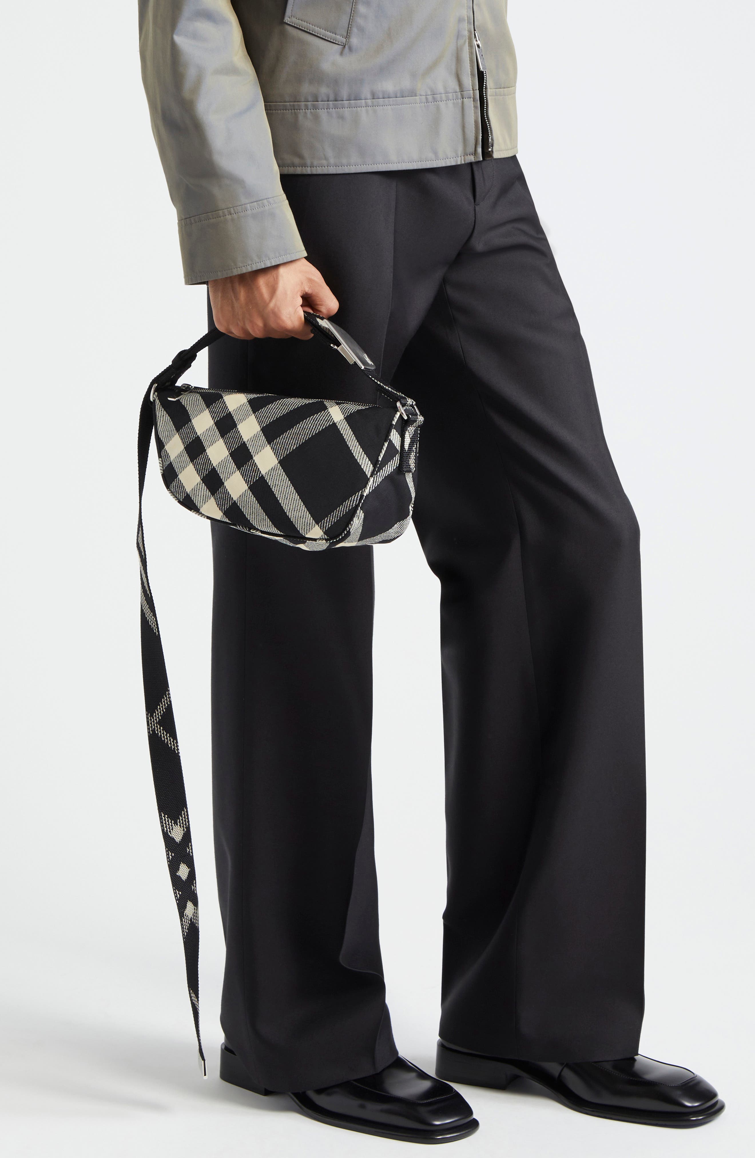 Burberry Small Shield Messenger Bag, Alternate, color, Black