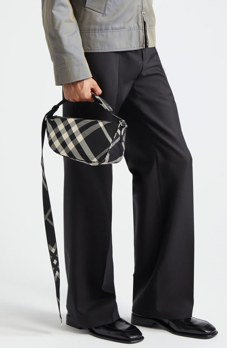 Burberry Small Shield Messenger Bag, Alternate, color, Black