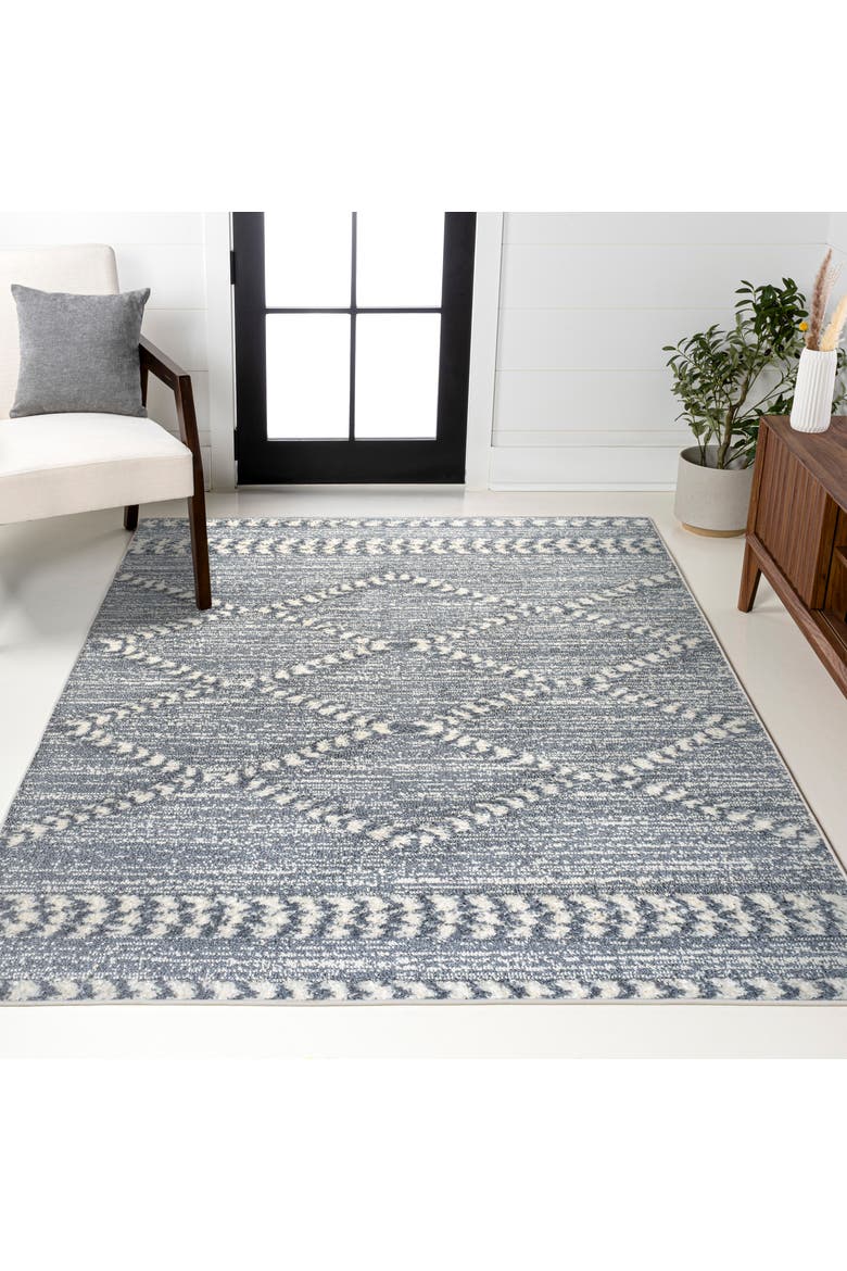 Sofie Moroccan Trellis High-Low Area Rug, Alternate, color, Gray/Cream
