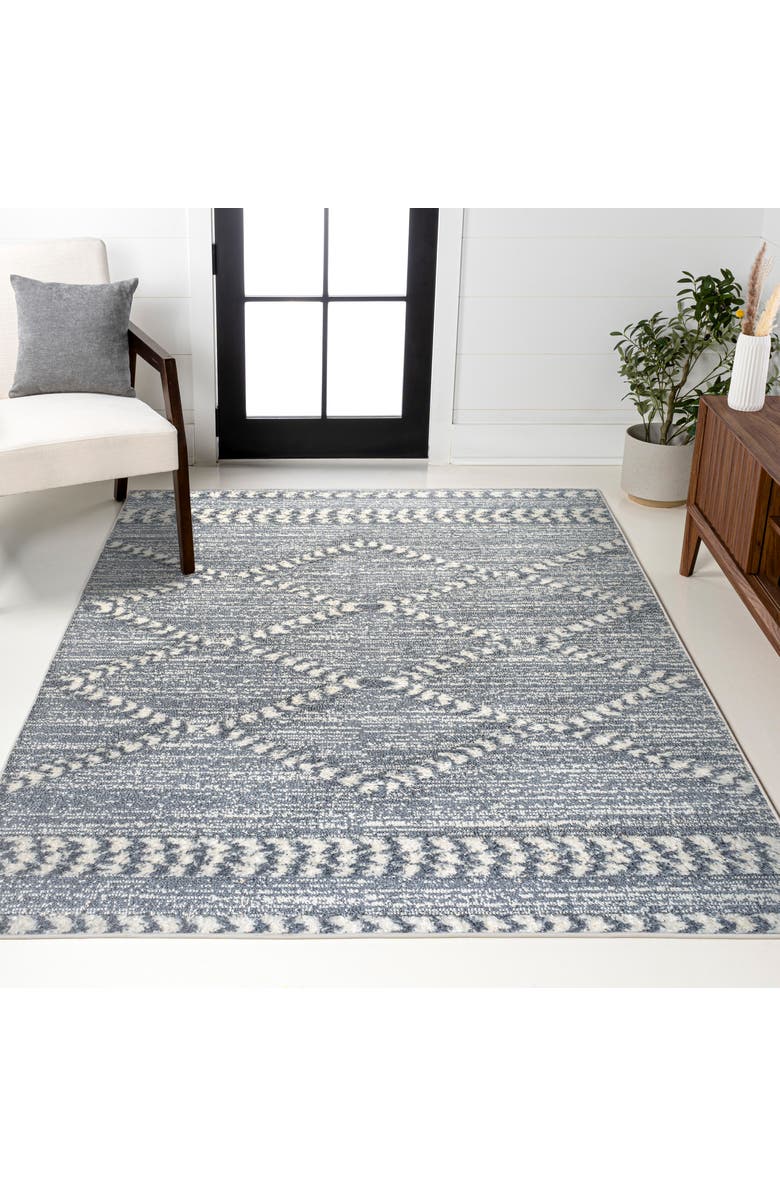 JONATHAN Y Sofie Moroccan Trellis High-Low Area Rug, Alternate, color, Gray/Cream