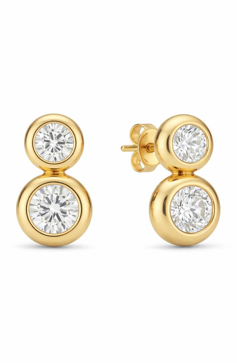 GABI RIELLE Drop Cubic Zirconia Stud Earrings, Main, color, Gold
