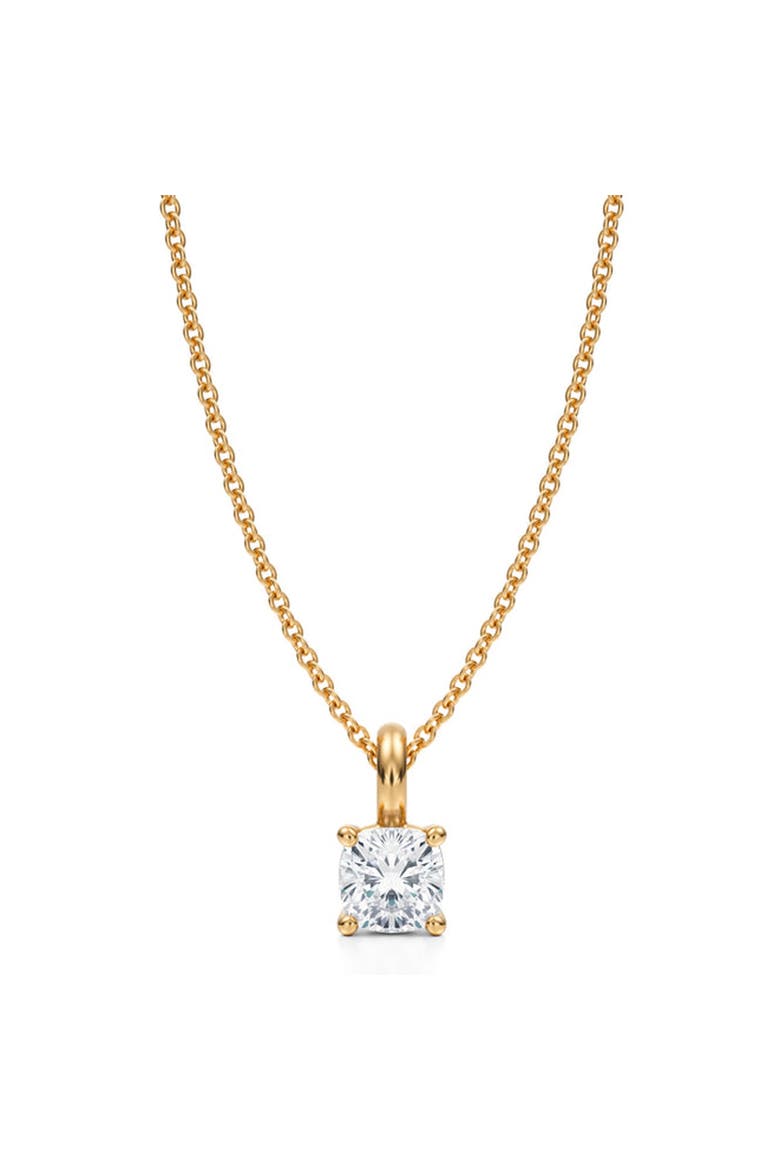 Cushion Solitaire Lab Diamond Pendant Necklace 14K  0.50ct, Main, color, Yellow Gold