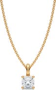 ALLUREZ Cushion Solitaire Lab Diamond Pendant Necklace 14K 0.50ct
