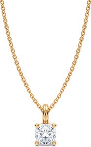 ALLUREZ Cushion Solitaire Lab Diamond Pendant Necklace 14K 0.50ct