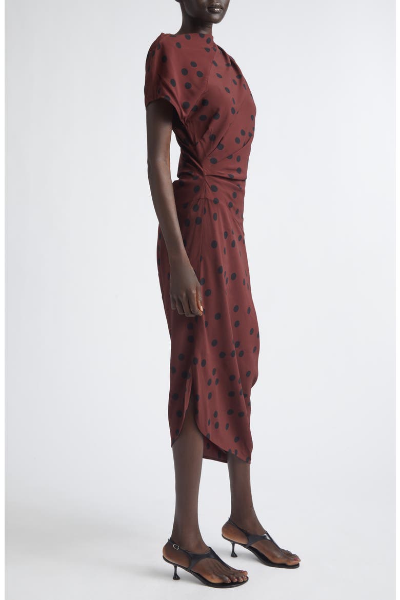 Ren Dot Print Asymmetric Midi Dress, Alternate, color, ESPRESSO MULTI
