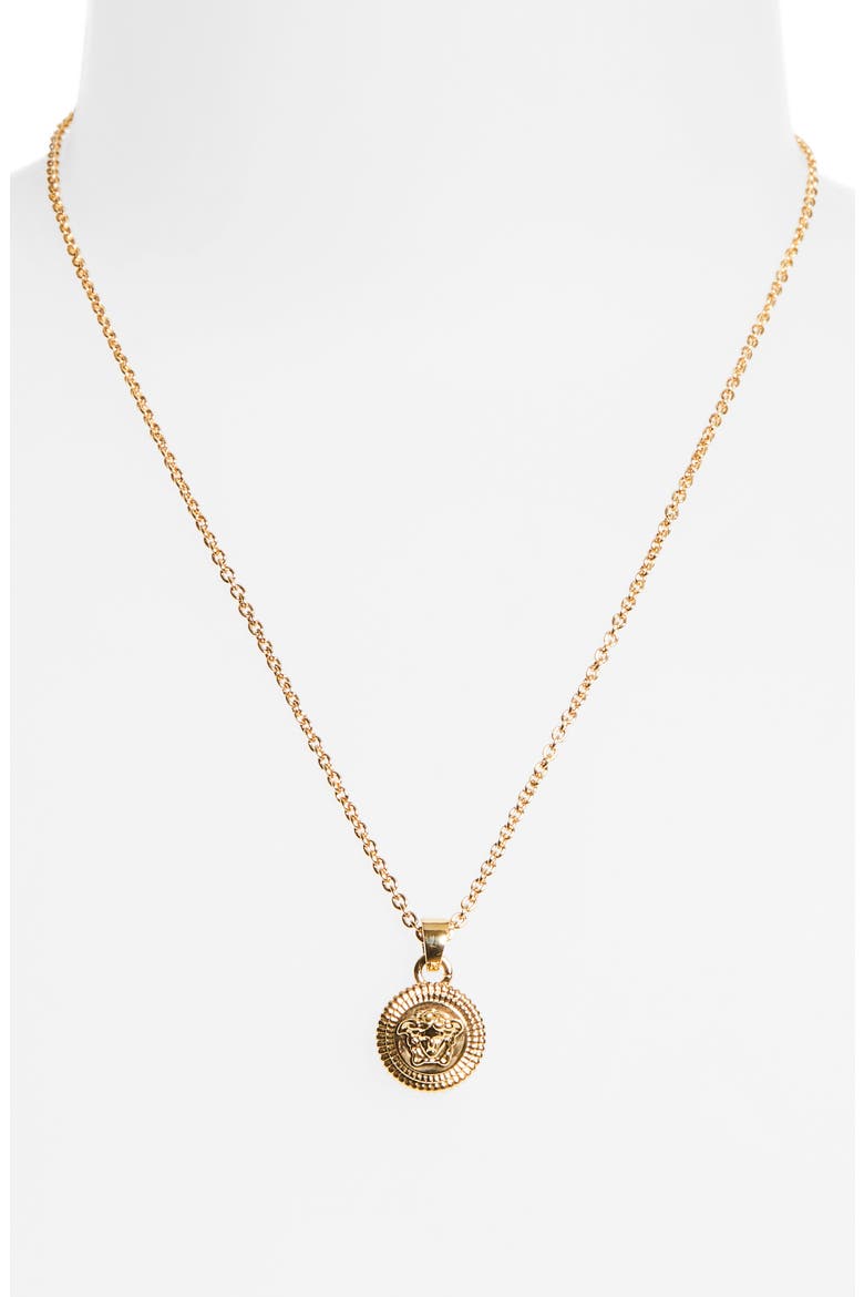 Medusa Coin Pendant Necklace, Alternate, color, VERSACE GOLD