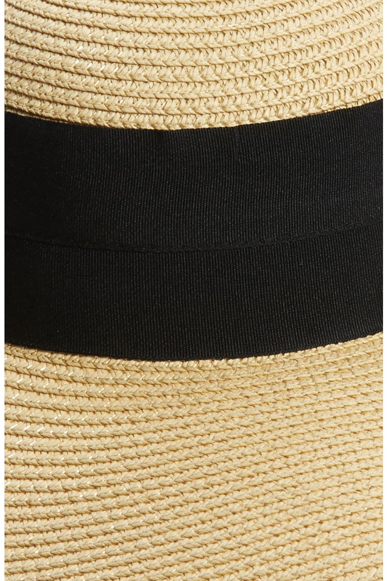 Bow Floppy Straw Hat, Alternate, color, NATURAL/ BLACK
