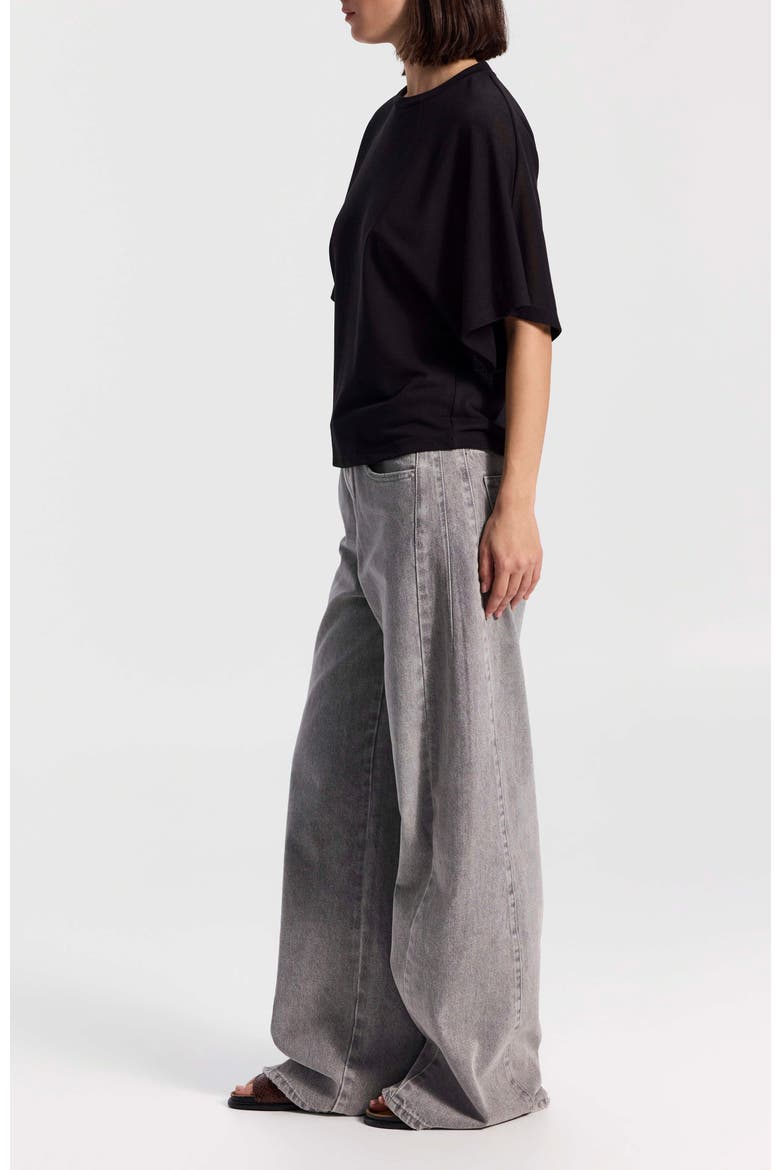 Short-Sleeve Batwing Top, Alternate, color, Black