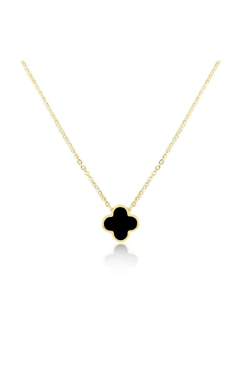 Small Onyx Single Clover Necklace, Main, color, Yellow Gold
