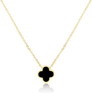 The Lovery Fine Jewelry Small Onyx Single Clover Necklace