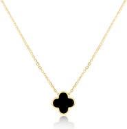 The Lovery Fine Jewelry Small Onyx Single Clover Necklace