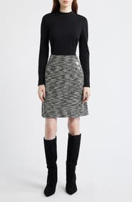 Eliza J Twofer Mock Neck Long Sleeve A-Line Dress