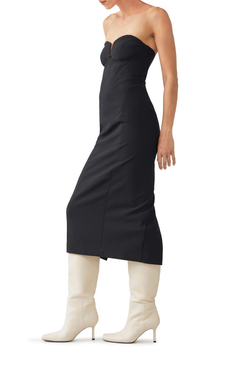 Strapless Corset Sheath Dress, Alternate, color, BLACK
