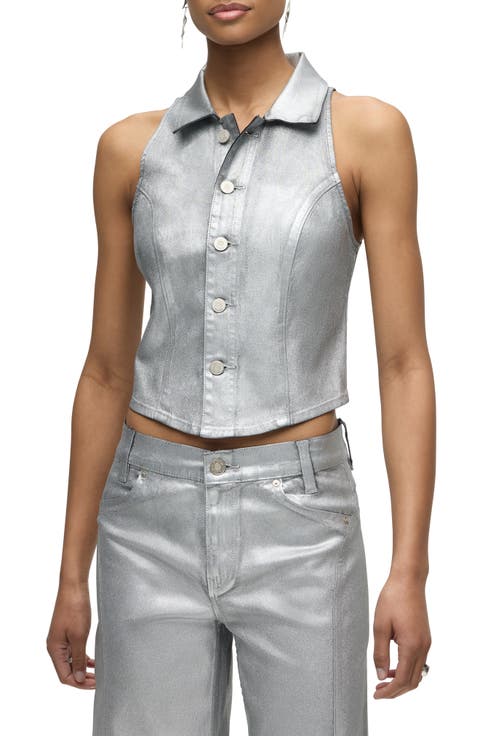 Metallic Halter Vest