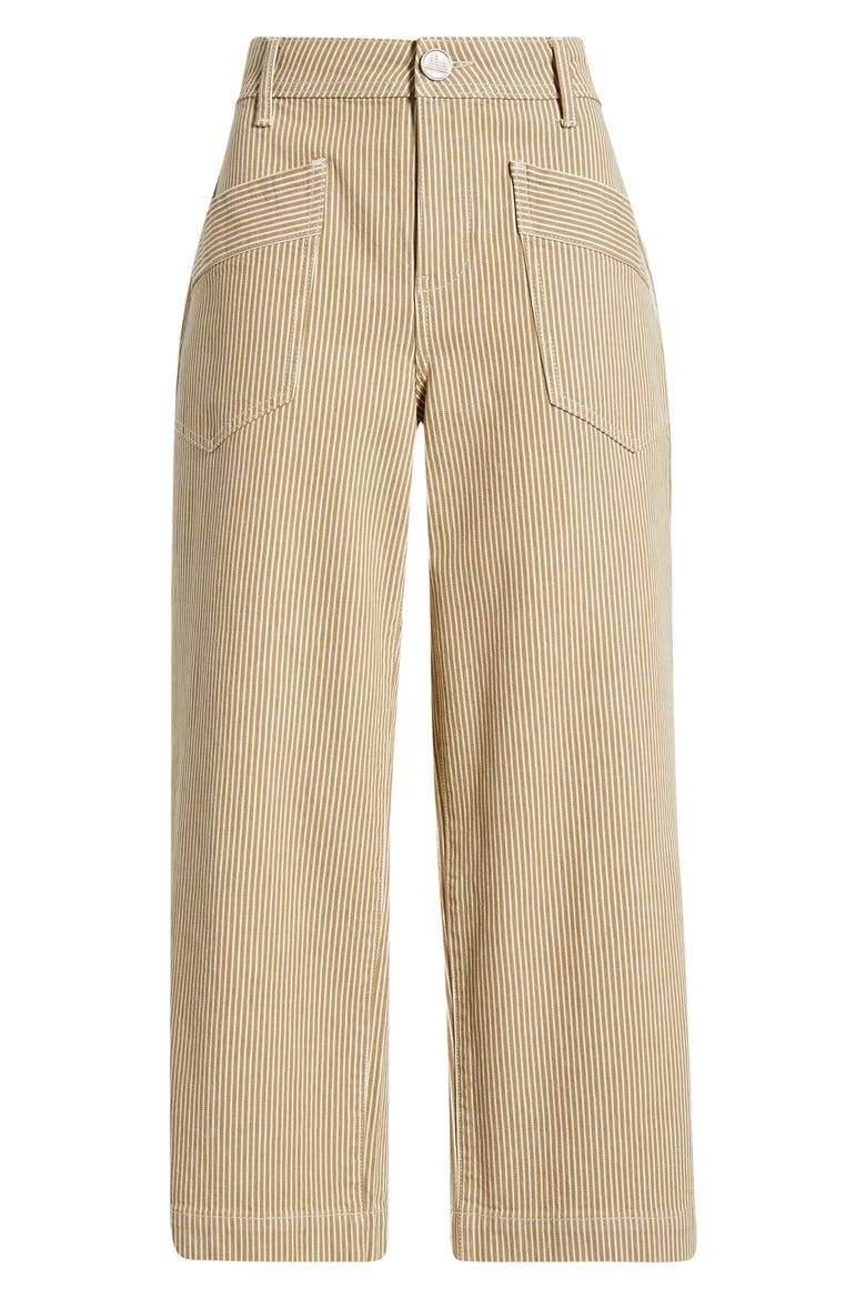 Stripe Patch Pocket Crop Wide Leg Pants, Alternate, color, BURLAP